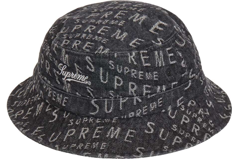 Supreme Warp Jacquard Logos Denim Crusher Black