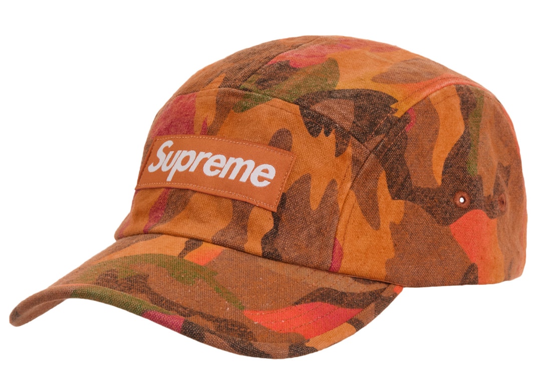 Pre-owned Supreme Washed Canvas Camp Cap (ss24) Orange Camo
