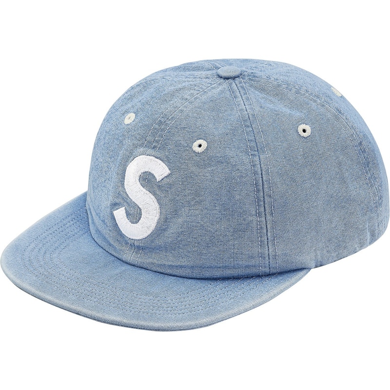 Supreme Washed Chambray S Logo 6-Panel Blue