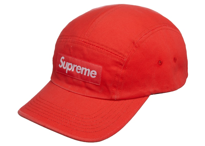 Supreme Washed Chino Twill Camp Cap (FW21) Neon Red