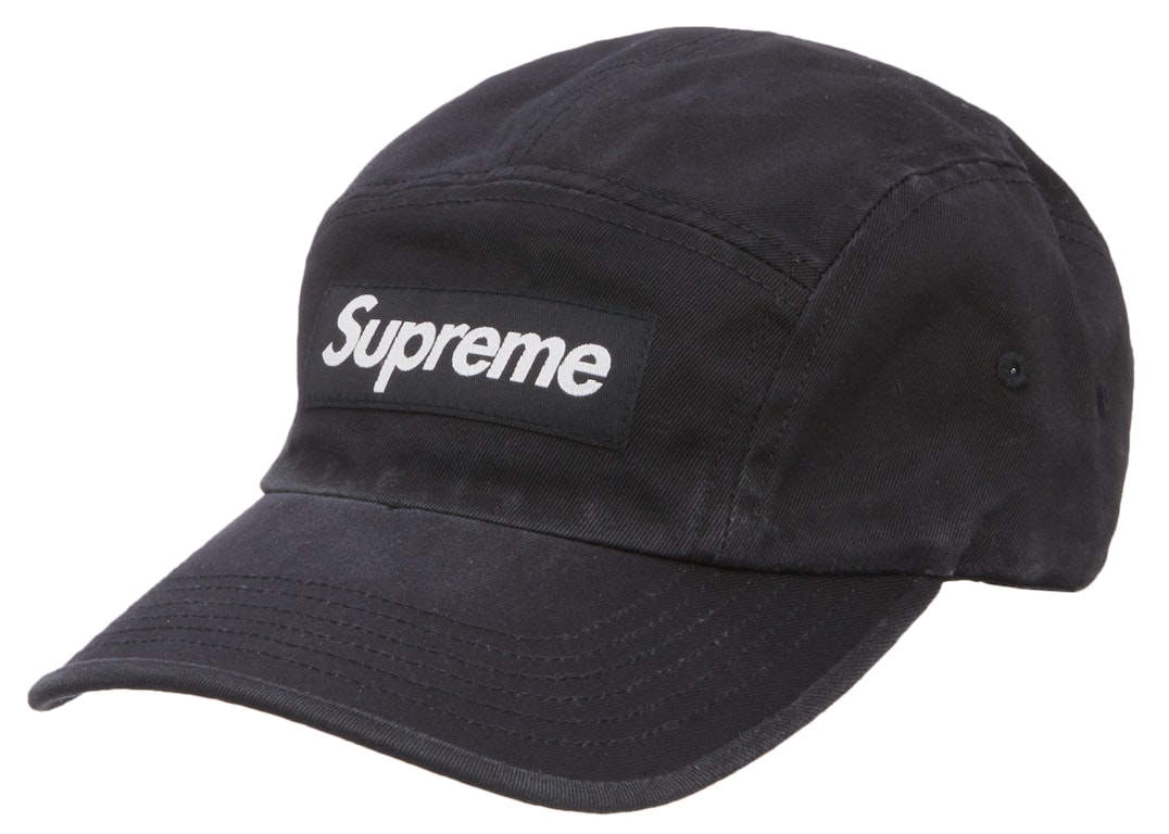 Pre-owned Supreme Washed Chino Twill Camp Cap (fw22) Black
