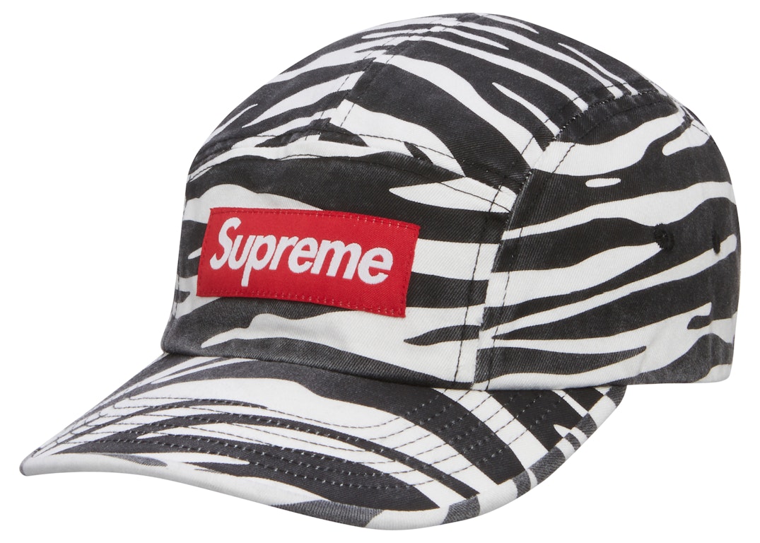 Pre-owned Supreme Washed Chino Twill Camp Cap (fw22) Zebra