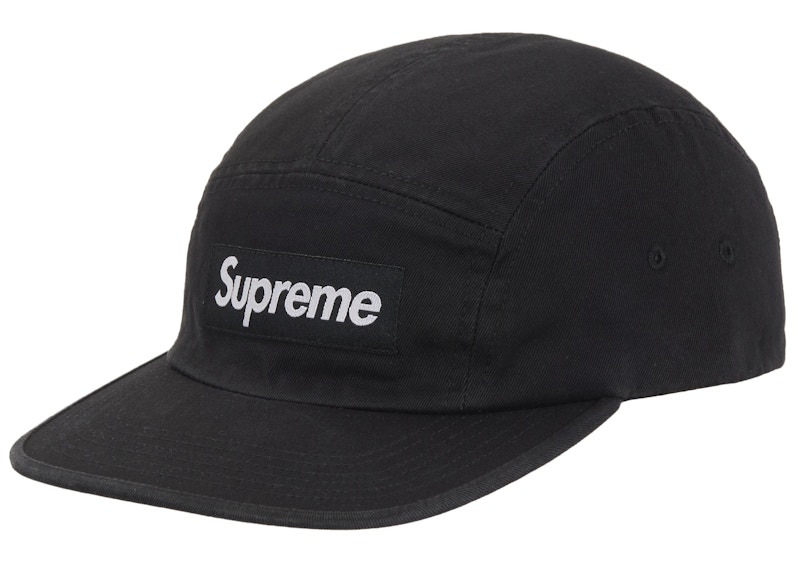 Pre-owned Supreme Washed Chino Twill Camp Cap (fw25) In Black