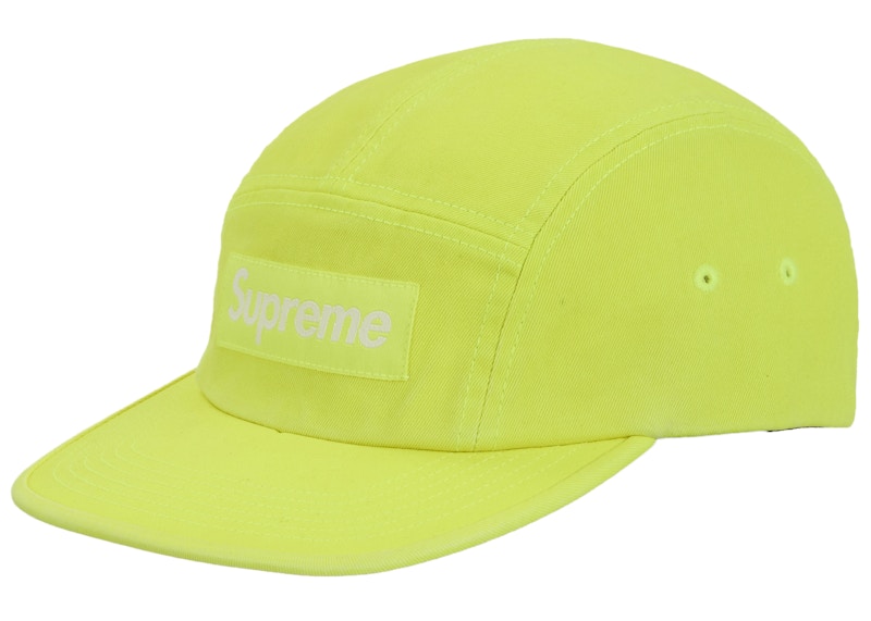 Pre-owned Supreme Washed Chino Twill Camp Cap (fw25) In Fluorescent Green