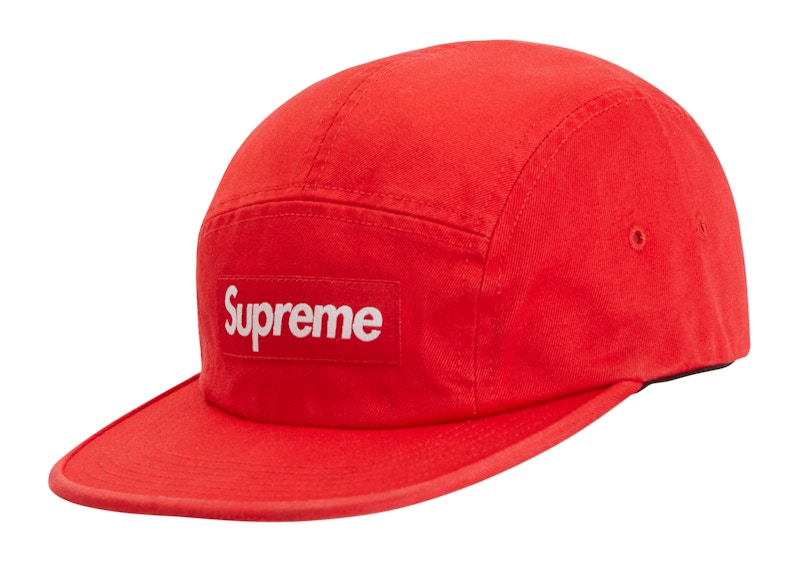 即決 supreme 17 aw washed chino camp cap red-