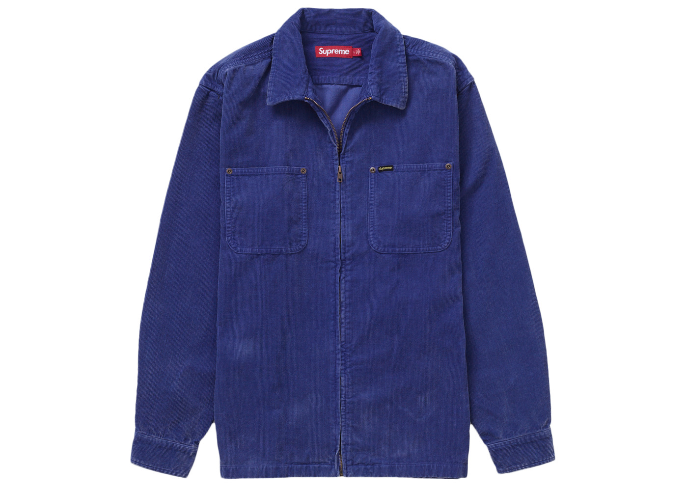 Supreme Washed Corduroy Zip Up Shirt Blue