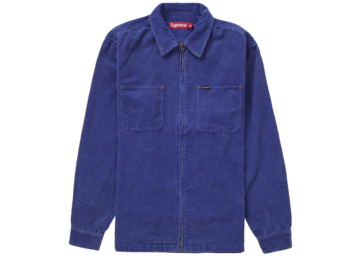 Supreme Washed Corduroy Zip Up Shirt Blue メンズ - SS24 - JP
