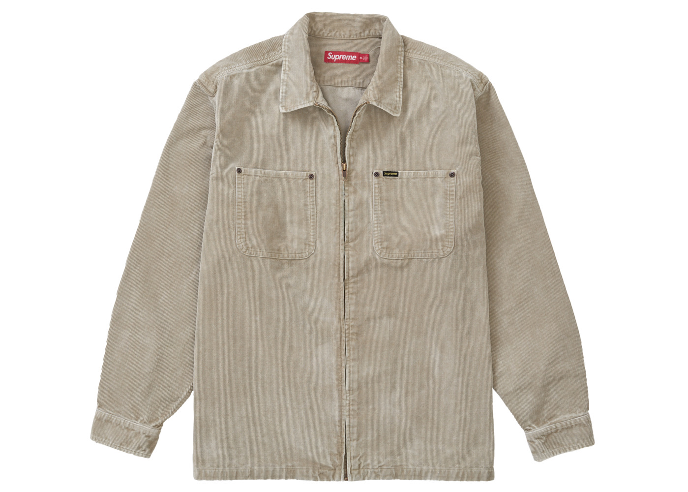 Supreme Washed Corduroy Zip Up Shirt Tan