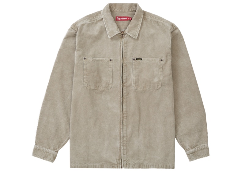 supreme washed corduroy zip up shirt M色はタンサイズはMです