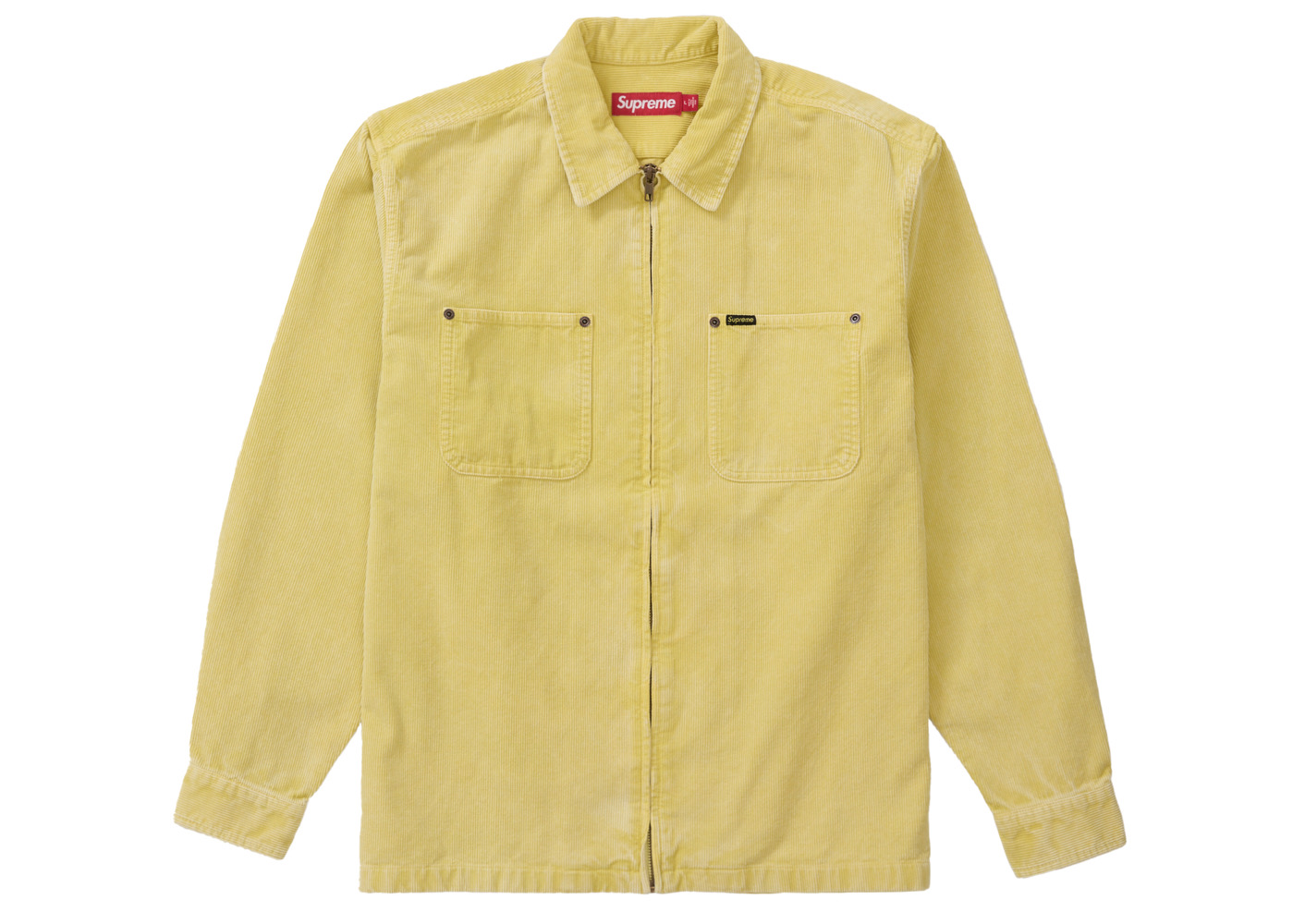 Supreme Washed Corduroy Zip Up Shirt Yellow
