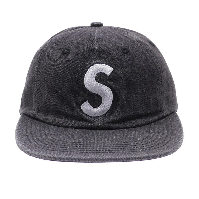 Supreme Washed Denim S Logo 6 Panel Black