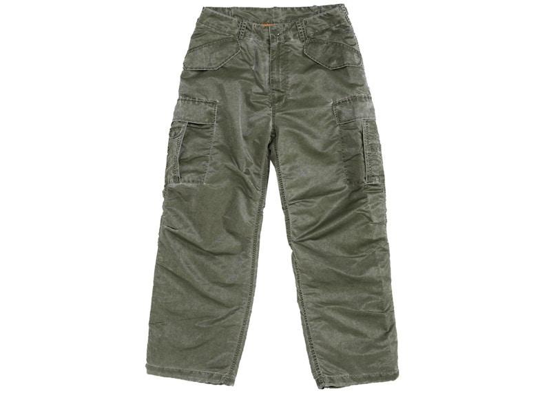 Supreme Washed Flight Satin Cargo Pant Olive Men's - FW24 - US