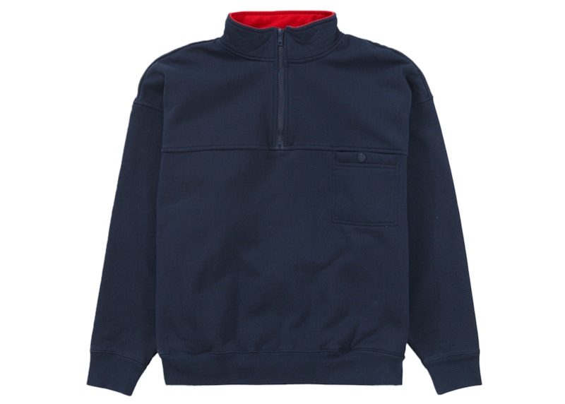 Supreme Washed Half Zip Pullover Navy Men's - FW22 - GB