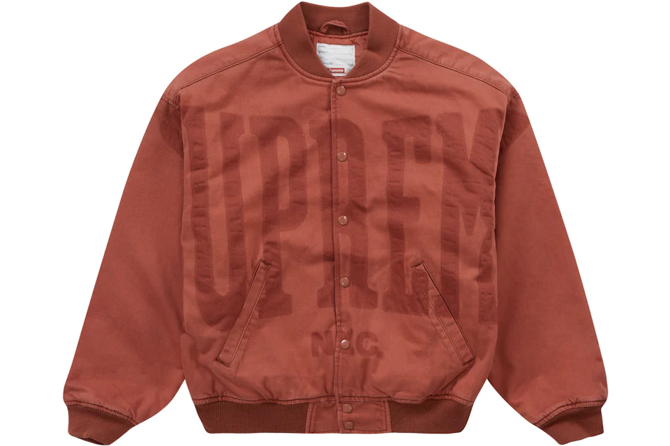 Supreme Washed Knockout Denim Varsity Jacket Rust Men's - SS23 - US