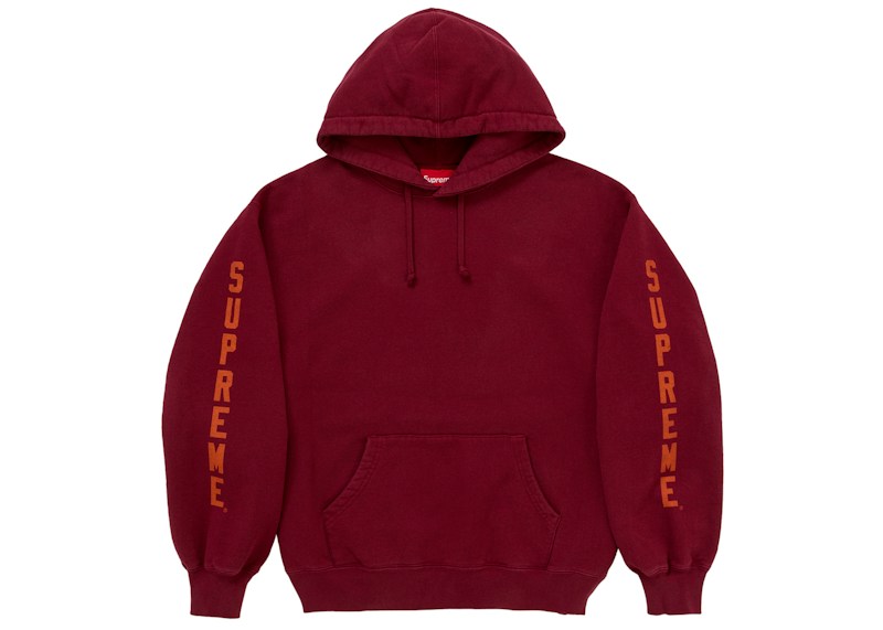 Supreme Washed Logo Hooded Sweatshirt Cardinal