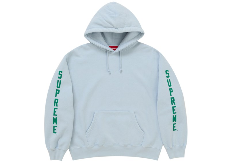 Supreme Washed Logo Hooded Sweatshirt Light Blue