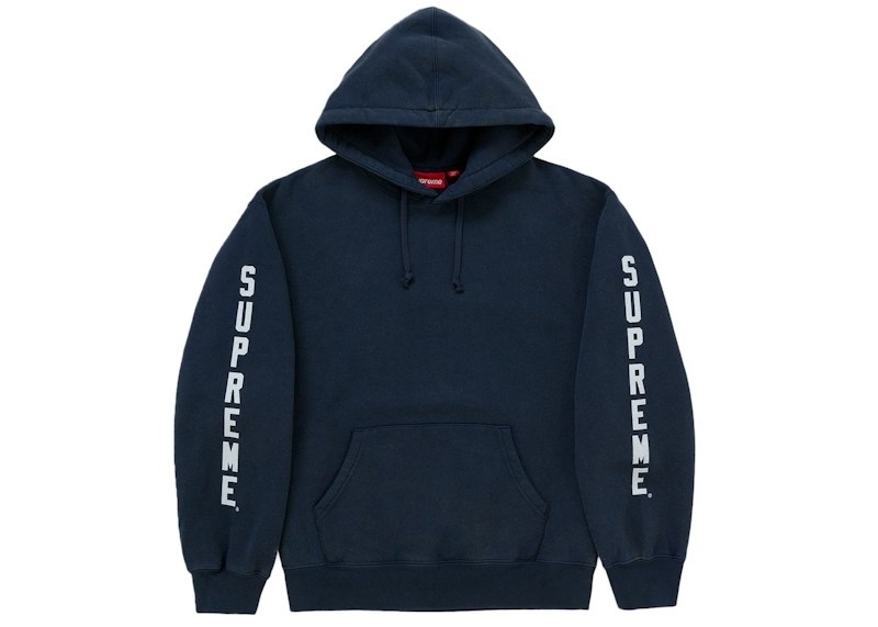 Supreme Washed Logo Hooded Sweatshirt Navy