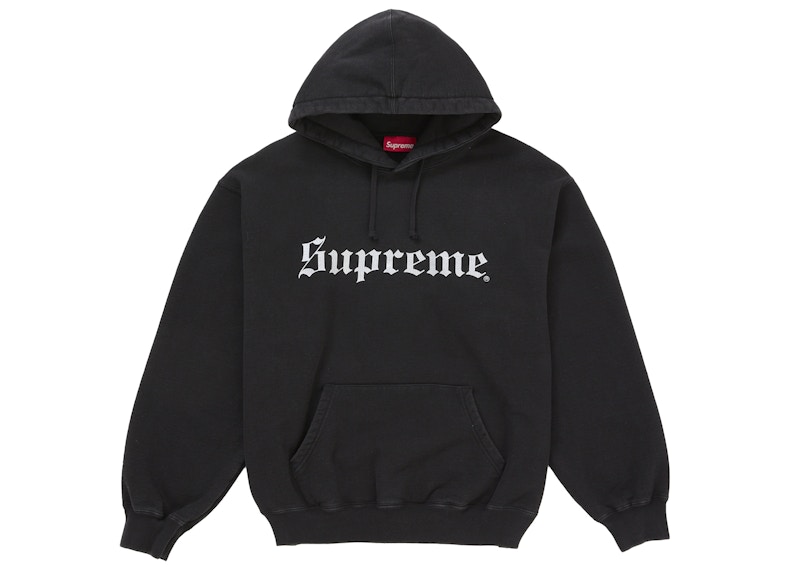 Supreme Washed Old English Hooded Sweatshirt Black Men's - FW25 - US