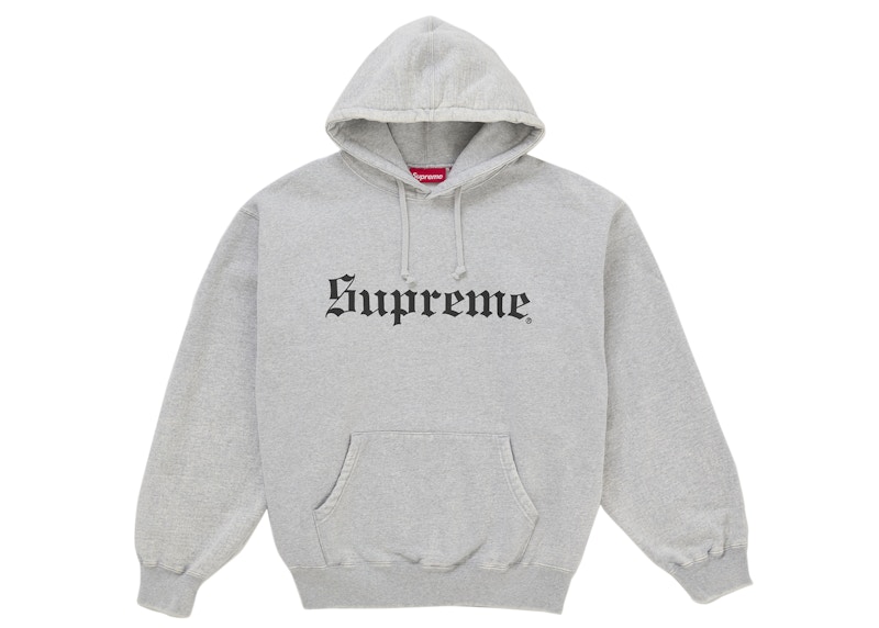 Supreme Washed Old English Hooded Sweatshirt Heather Grey メンズ