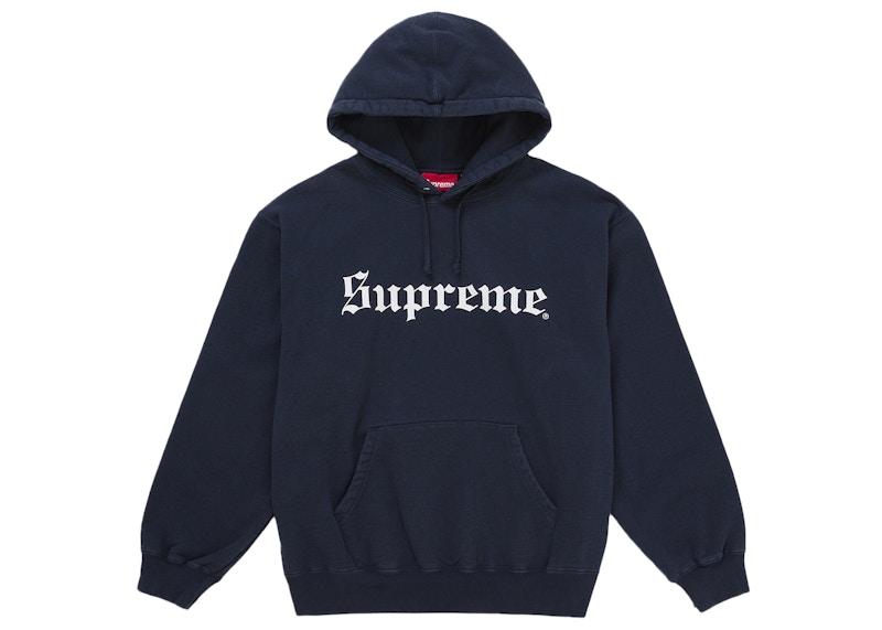 Supreme Washed Old English Hooded Sweatshirt Navy メンズ - FW25 - JP
