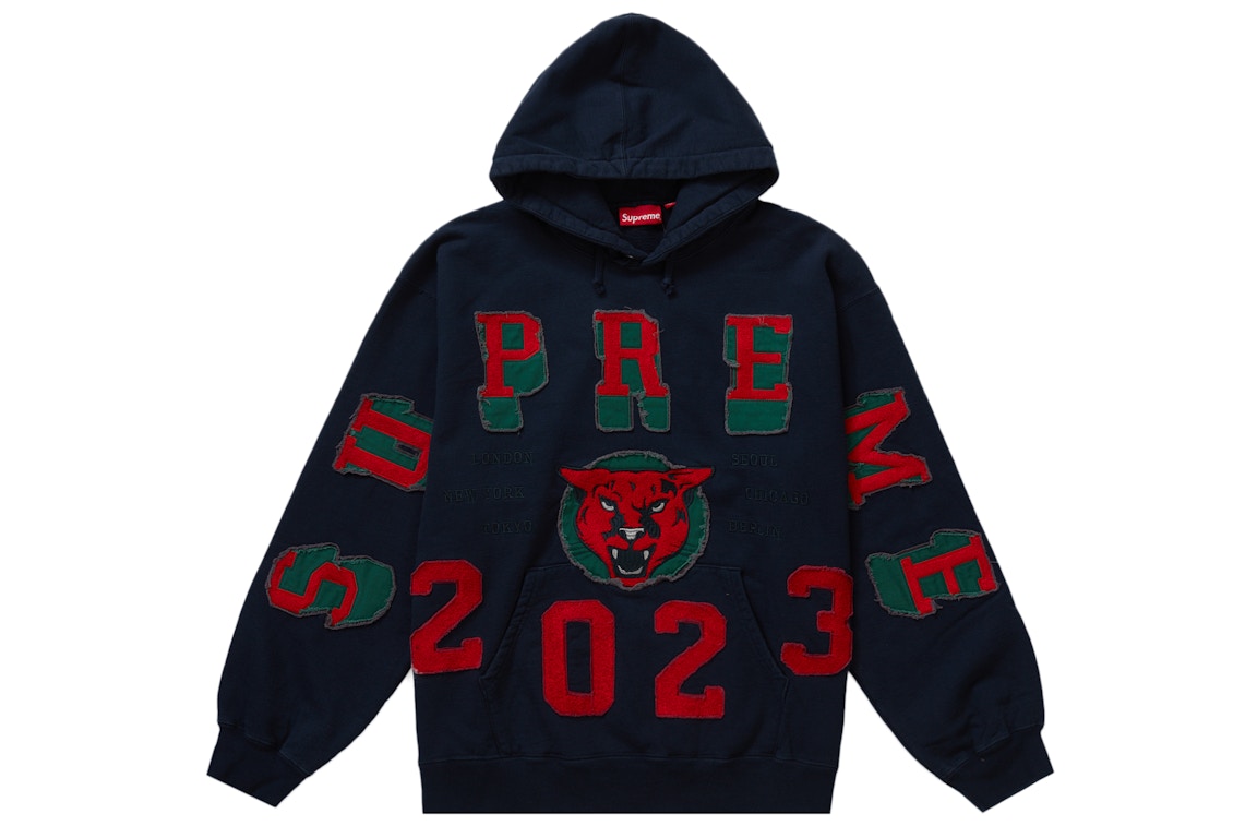 Click to view more detailed imagery on our partner's website Pre-owned Supreme Washed Panther Hooded Sweatshirt Navy
