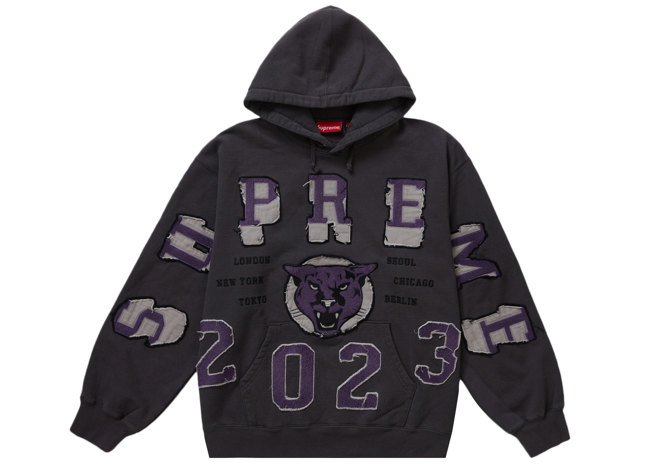 Supreme Washed Panther Hooded Sweatshirt Washed Black Men's - FW23