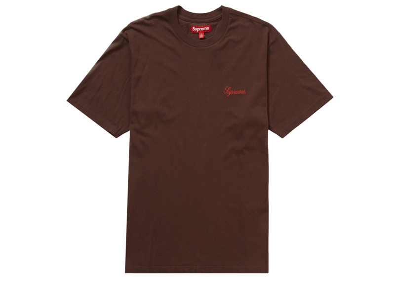 Supreme Washed Script S/S Top (FW23) Dark Brown Men's - FW23 - US