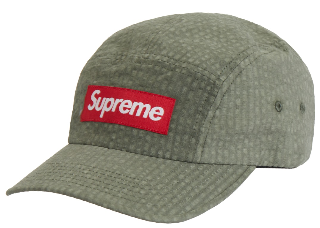 Pre-owned Supreme Washed Seersucker Camp Cap Taupe
