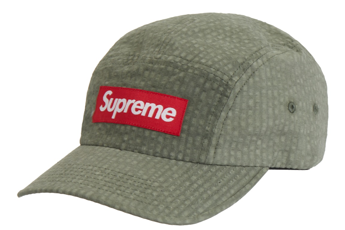 Pre-owned Supreme Washed Seersucker Camp Cap Taupe