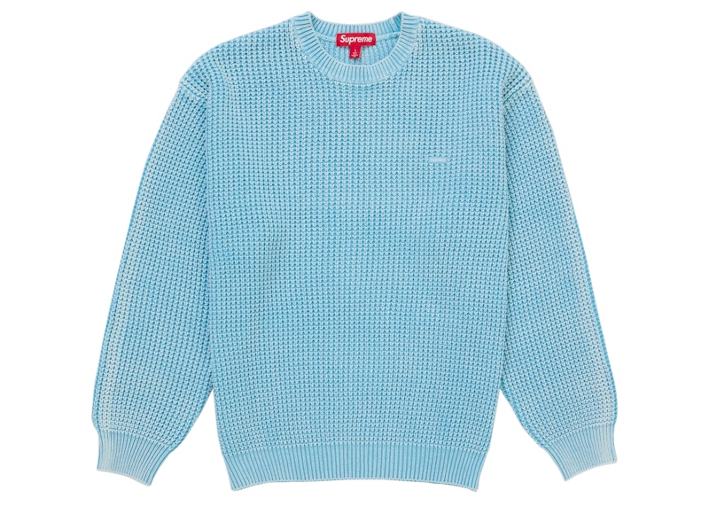 Supreme Washed Small Box Waffle Sweater Light Blue Men's - SS26 - US