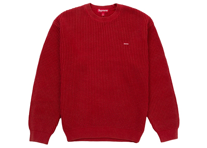 Supreme Washed Small Box Waffle Sweater Red Men's - SS26 - US