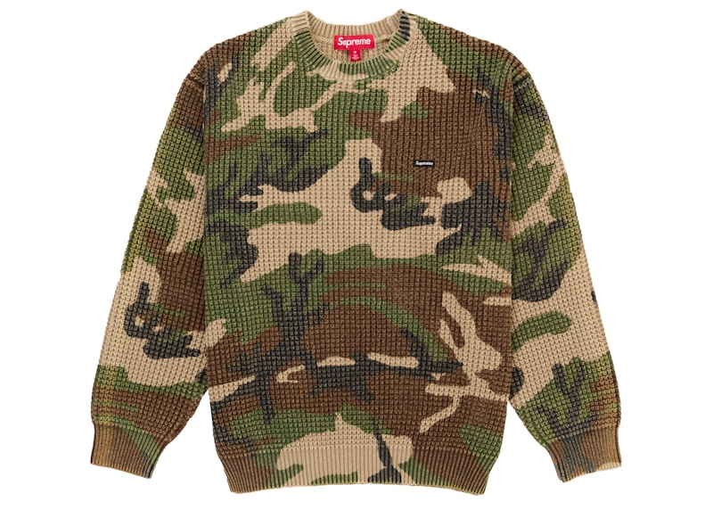 Supreme Washed Small Box Waffle Sweater Woodland Camo メンズ