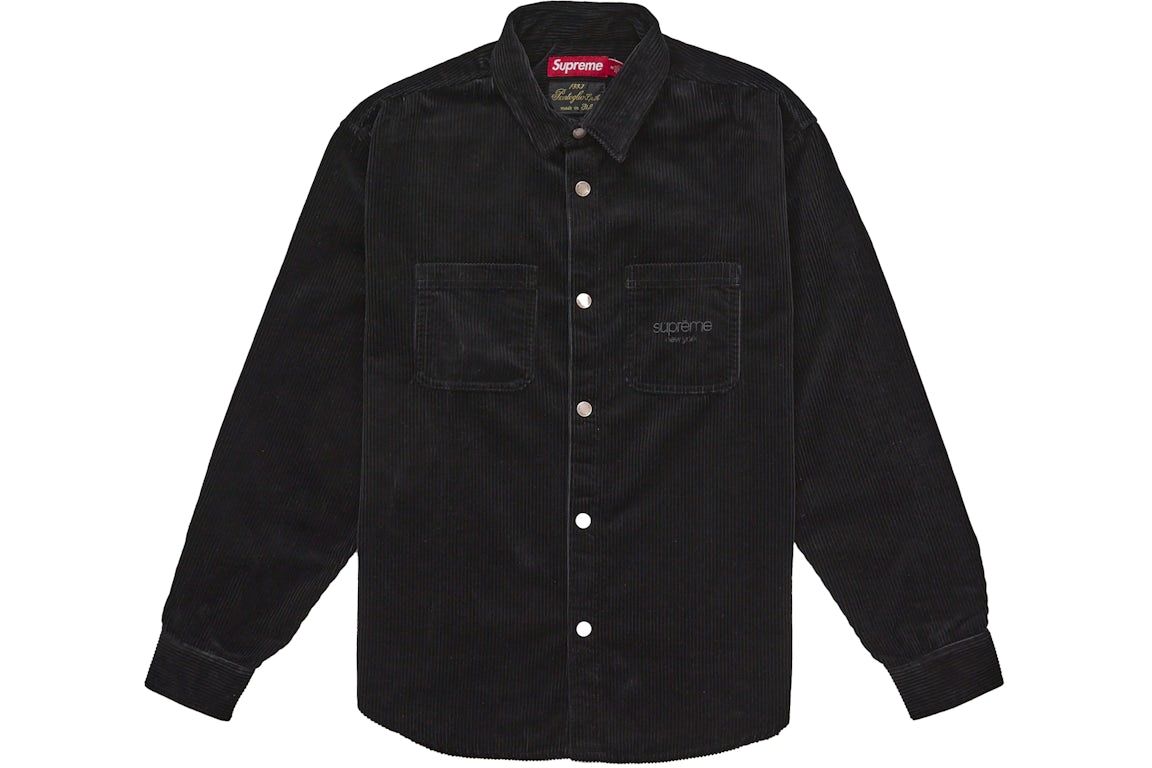 Supreme Wide Wale Corduroy Snap Shirt (FW25) Black Men's - FW25 - US
