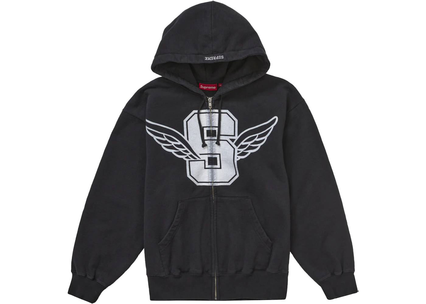 Supreme Wings Zip Up Hooded Sweatshirt Black Men's SS25 US