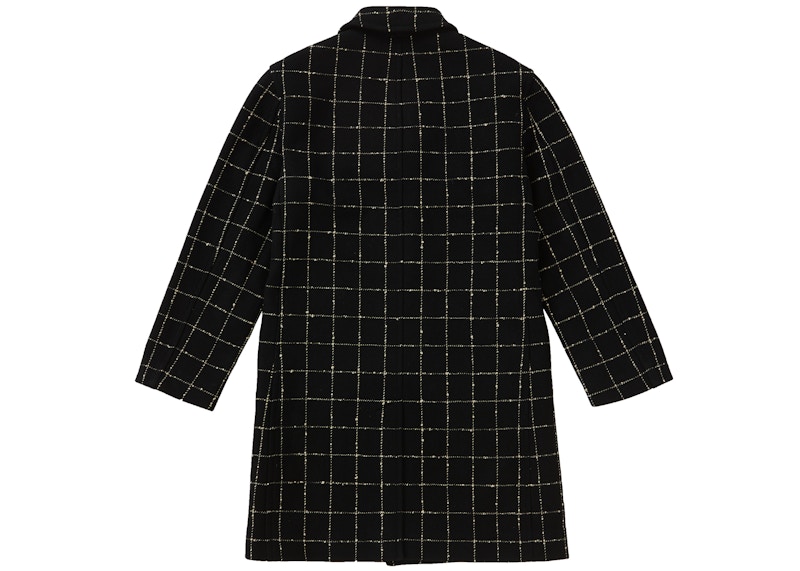 Supreme Wool Windowpane Overcoat Black Men's - FW19 - GB