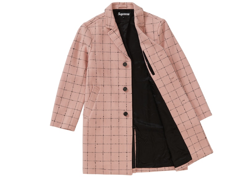 Supreme Wool Windowpane Overcoat Light Pink Men's - FW19 - US