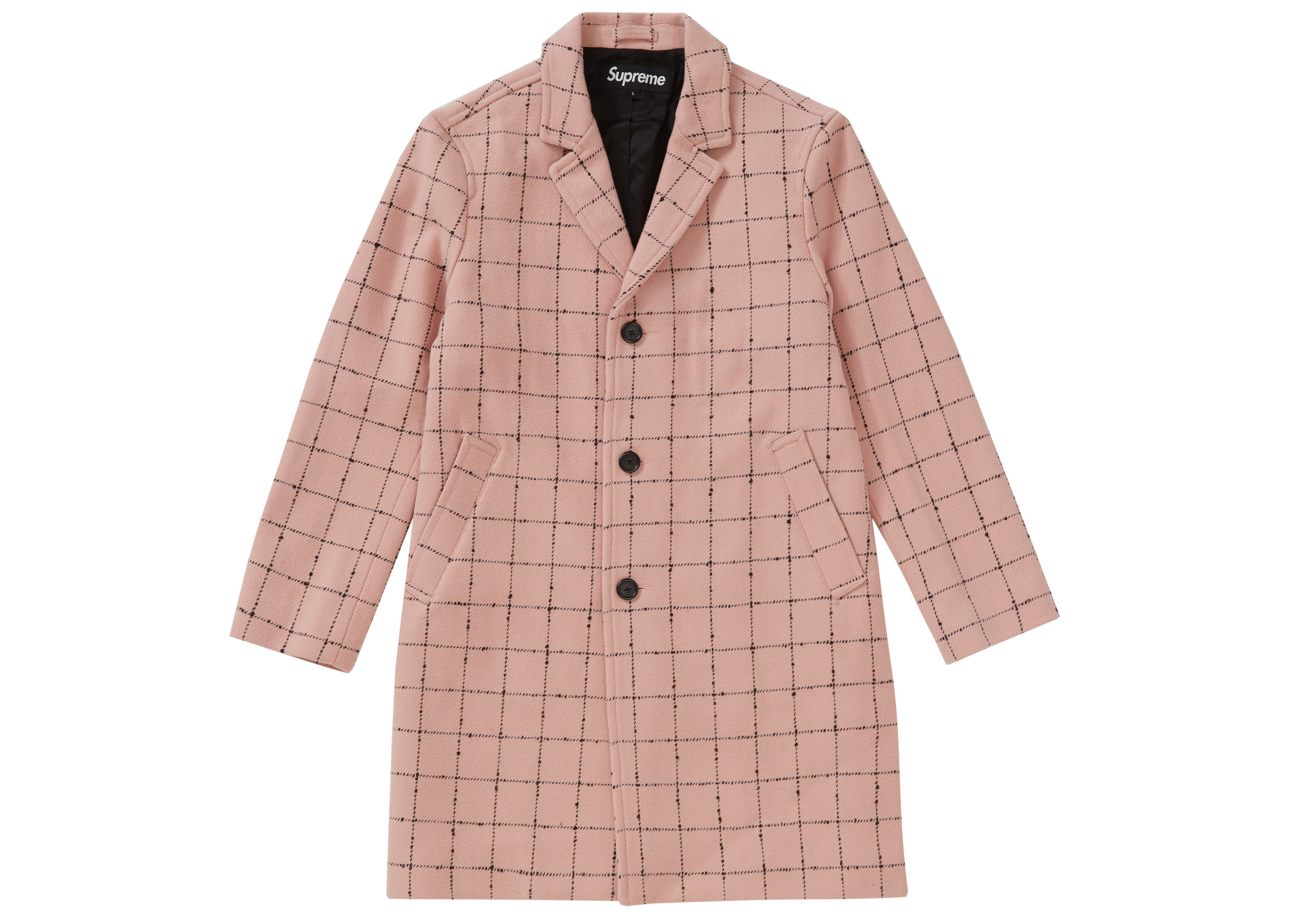 Supreme Wool Windowpane Overcoat Light Pink 男装- FW19 - CN