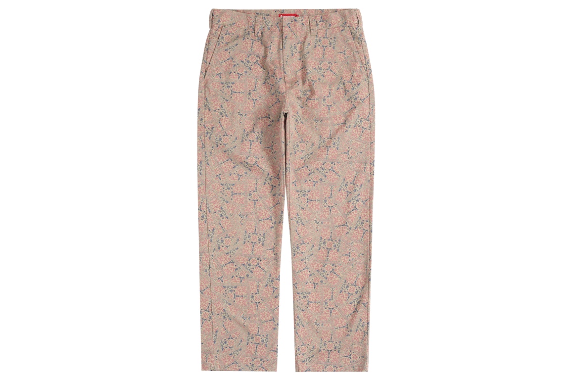 Pre-owned Supreme Work Pant Khaki Floral Cards