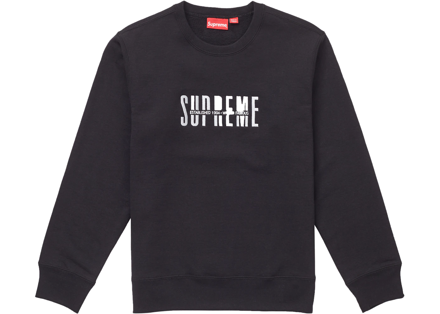 Supreme World Famous Crewneck Black Men's FW18 US