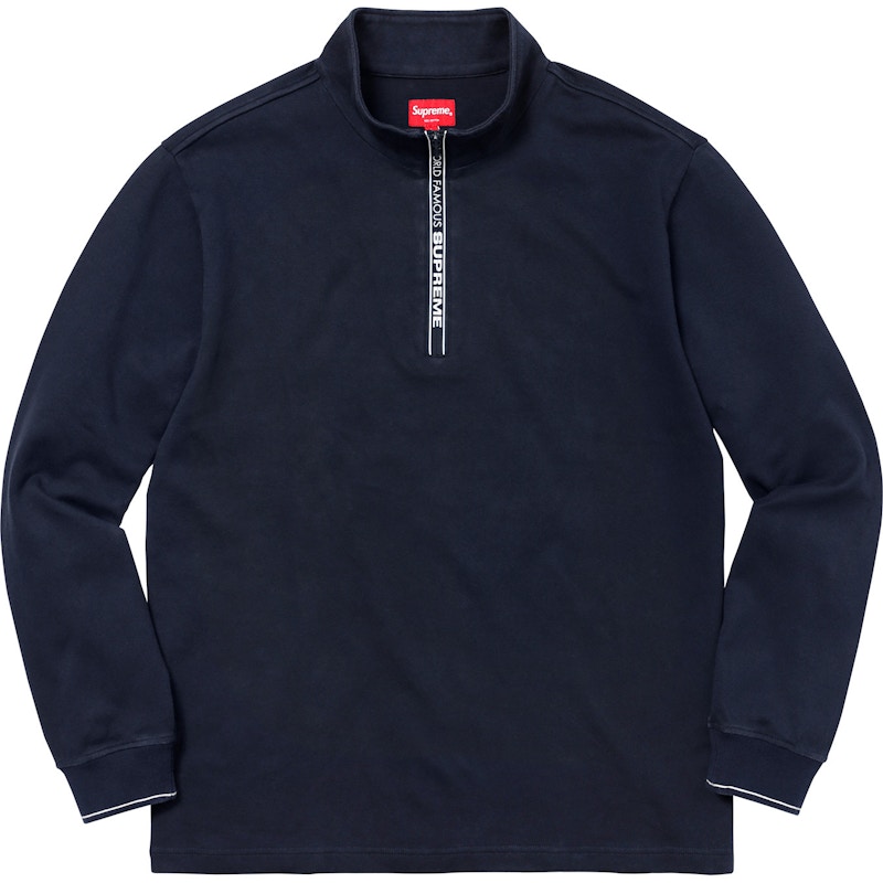 Supreme World Famous Half Zip Pullover Navy - FW17 Men's - US