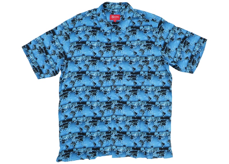 Supreme World Famous Rayon Shirt Cyan Men's - SS18 - US