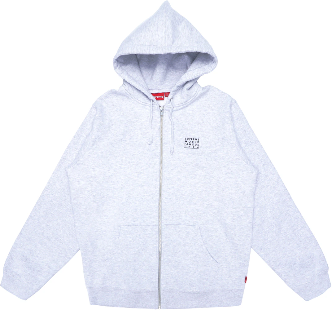 Supreme World Famous Zip Up Hooded Sweatshirt Ash Grey Men's - SS18 - US