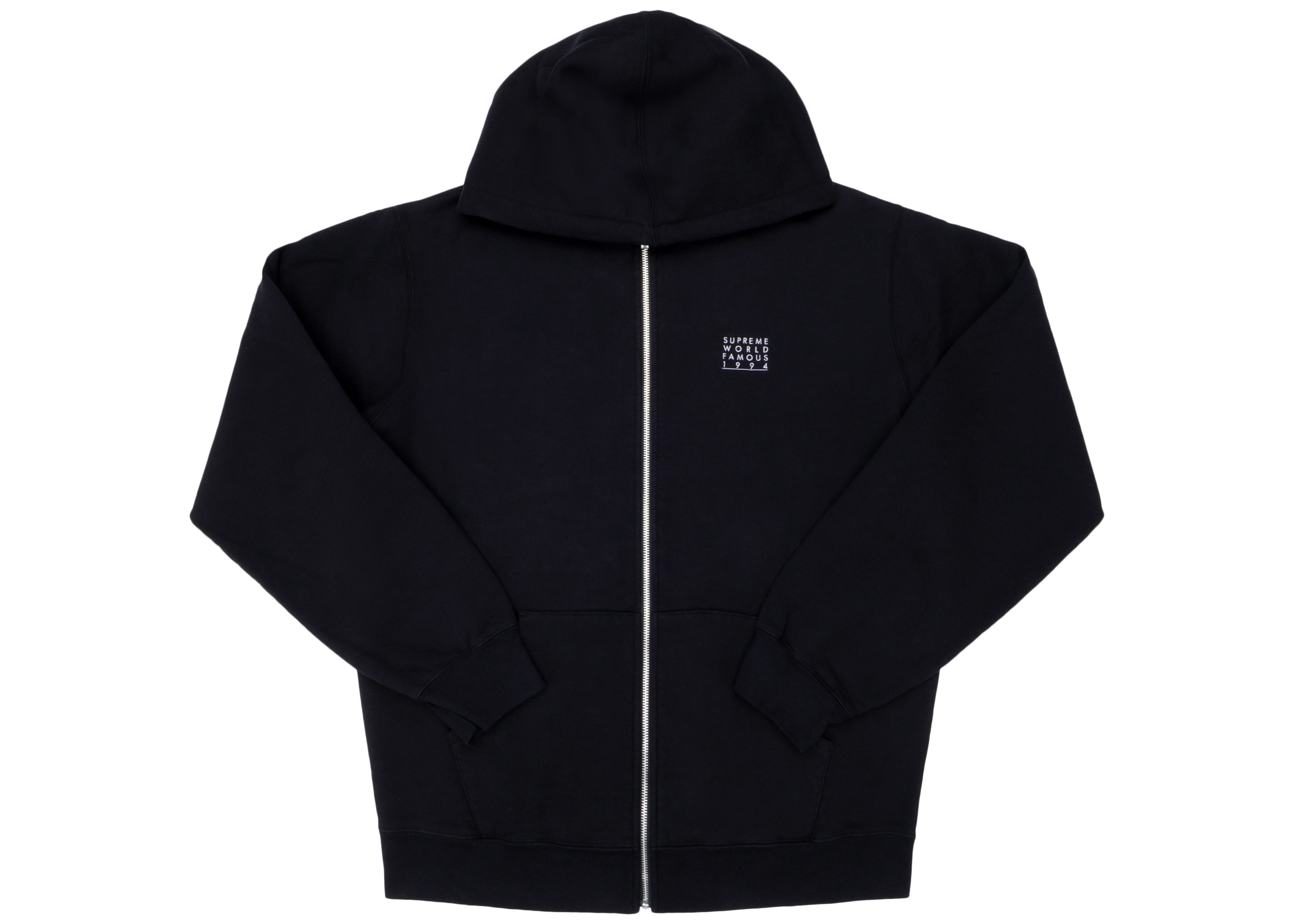 Supreme World Famous Zip Up Hooded Sweatshirt Black - SS18 