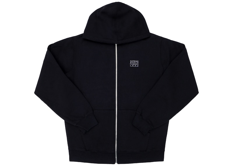 Supreme World Famous Zip Up Hooded Sweatshirt Black Men's