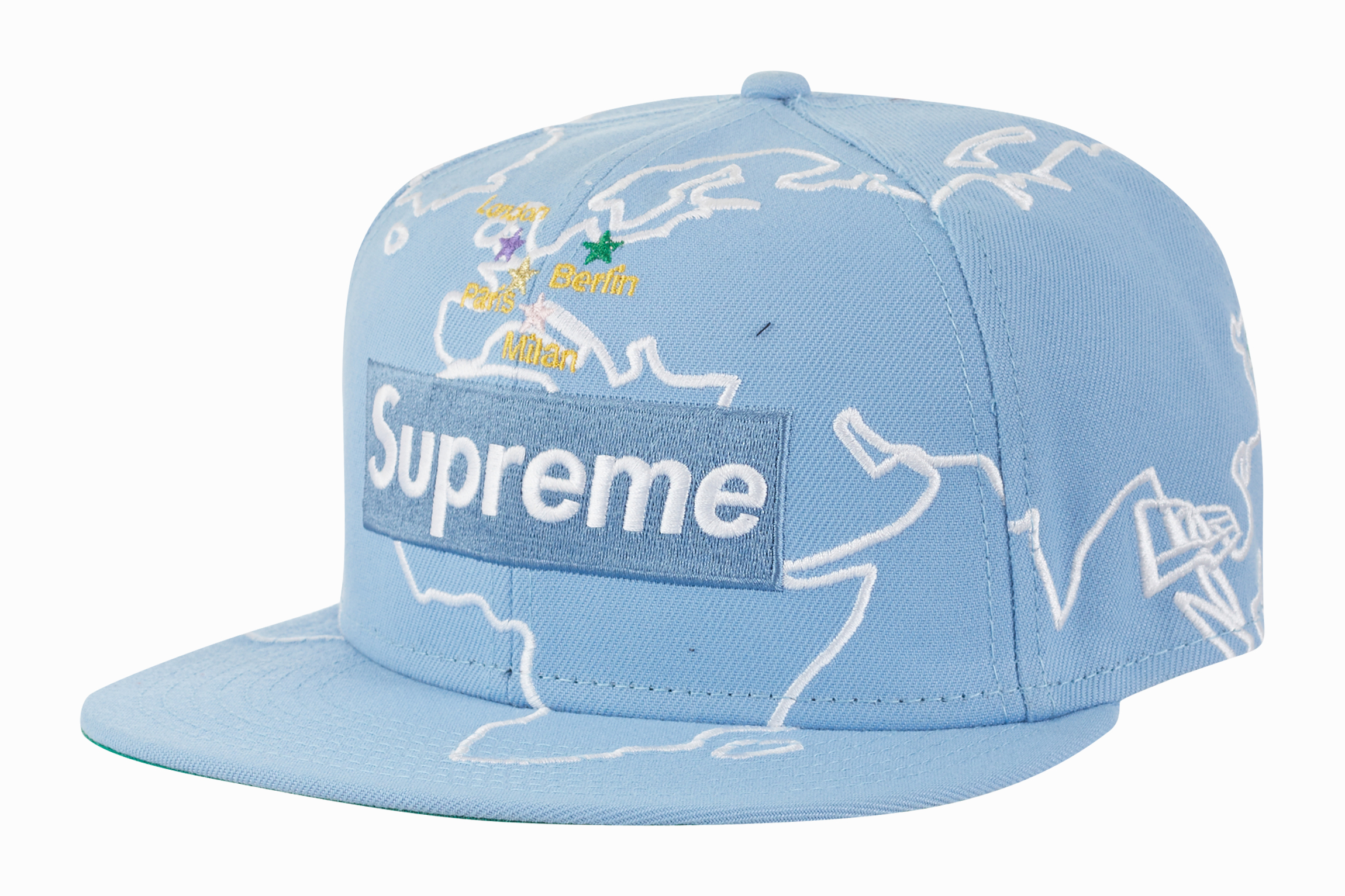 Supreme Worldwide Box Logo New Era Hat Light Blue