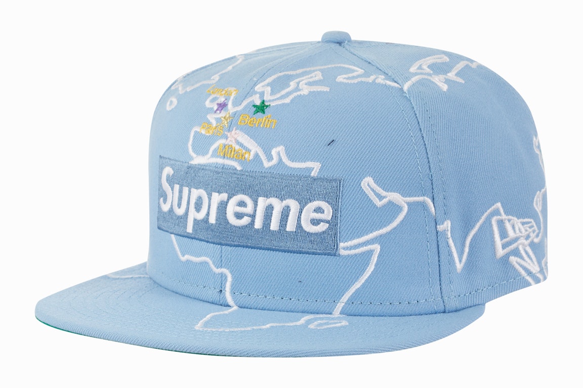 Pre-owned Supreme Worldwide Box Logo New Era Hat Light Blue