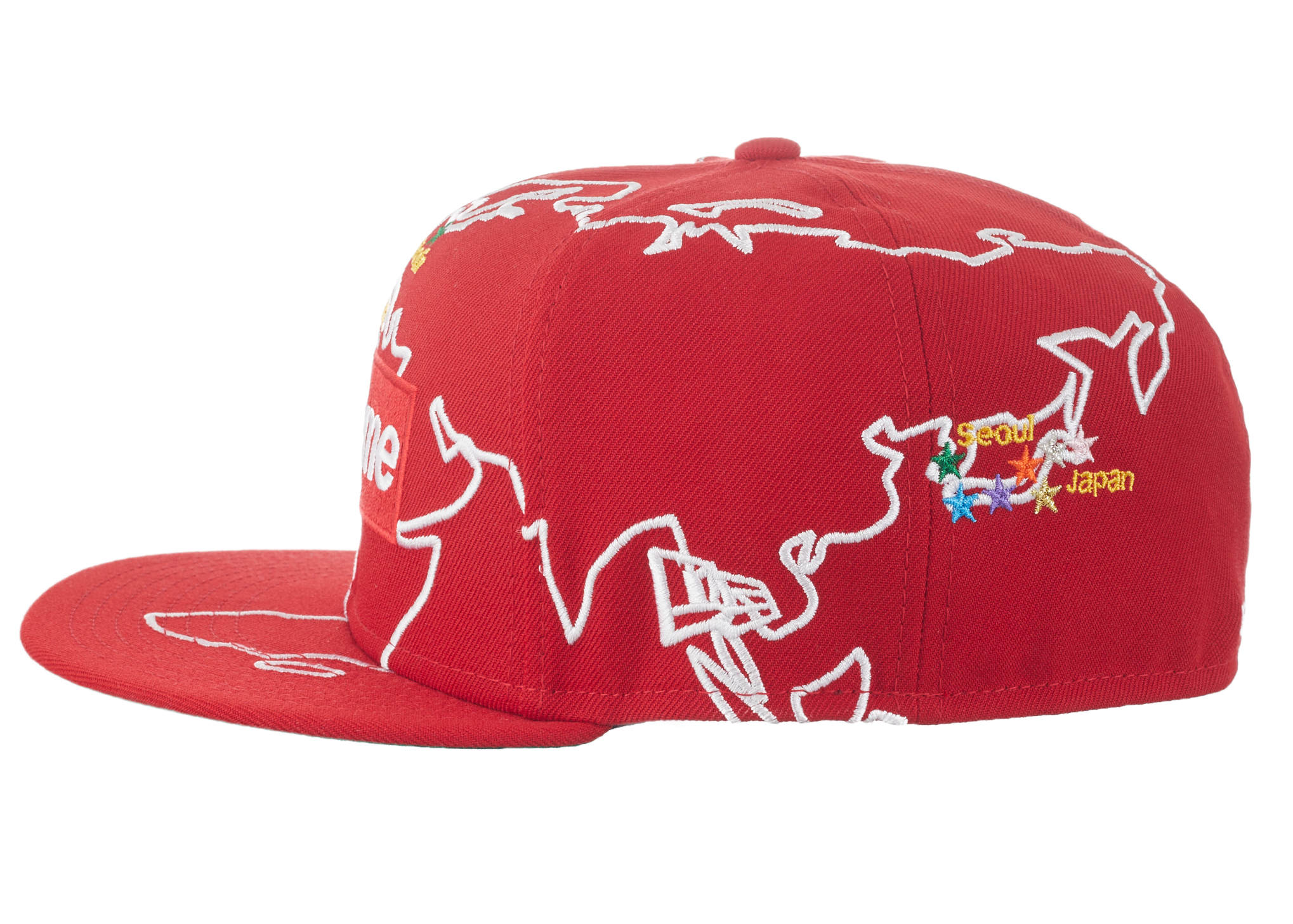 Supreme Worldwide Box Logo New Era Hat Red