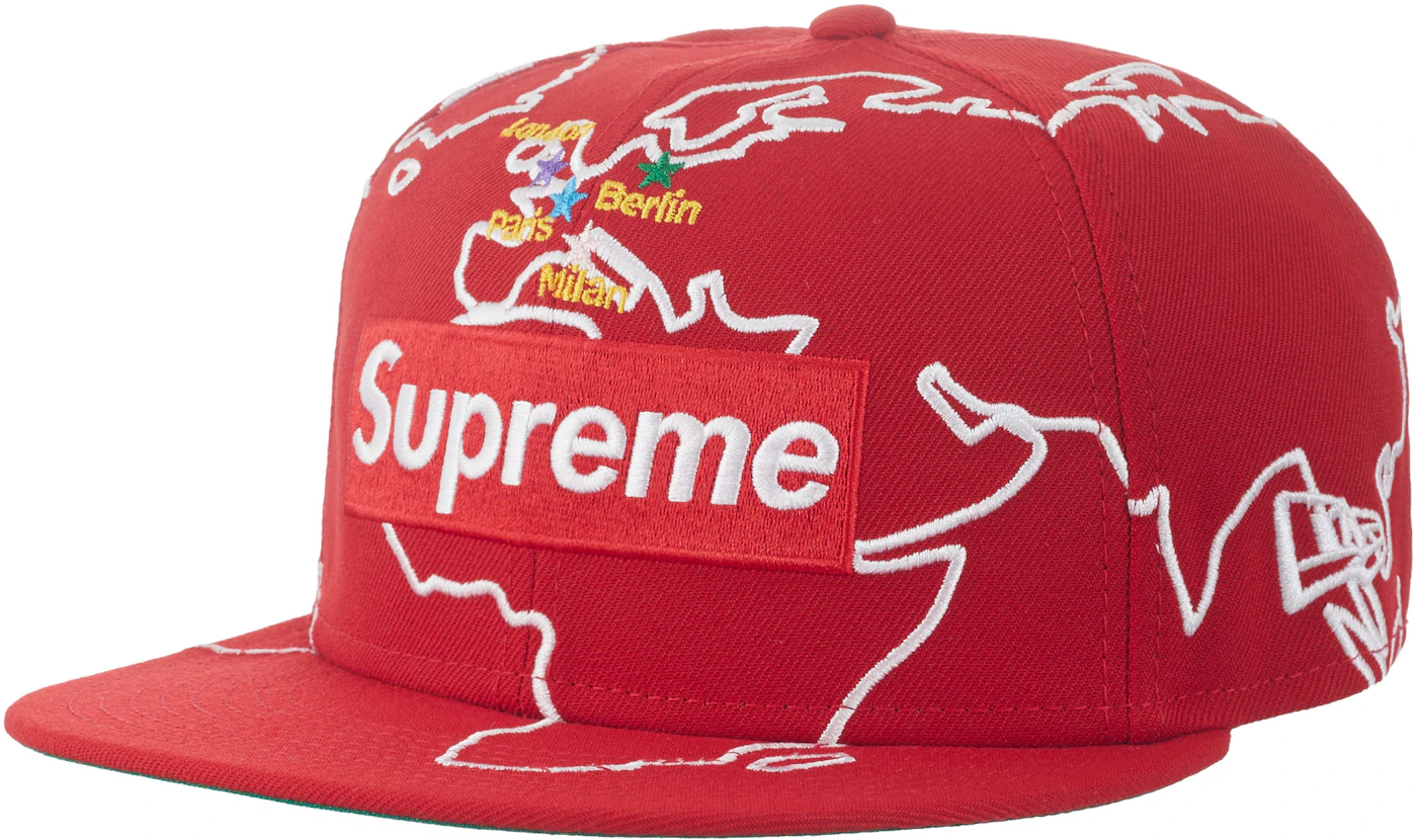 Supreme Worldwide Box Logo New Era Hat Red - FW23 - US