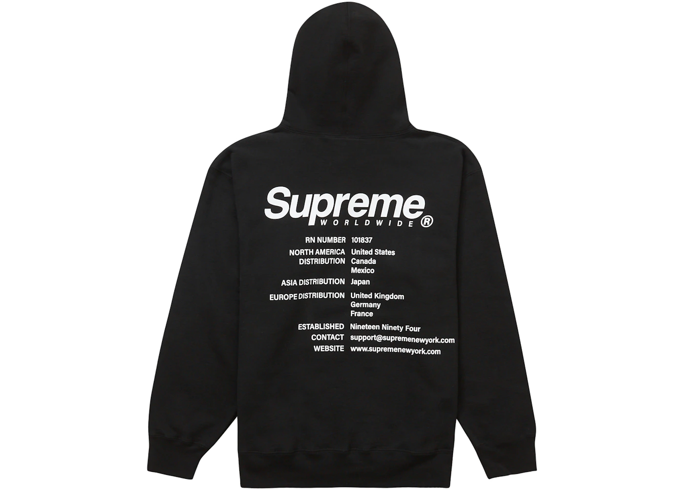 Supreme Worldwide Hooded Sweatshirt Black Men's SS23 US