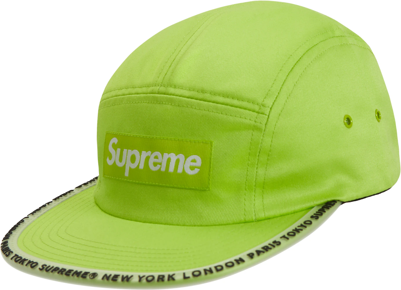 Slightly worn supreme box cap with clear green visor - Depop